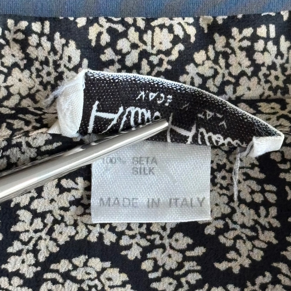Alan Austin Vintage 100% Silk Blouse | Size 12‎ | Black Cream Paisley - Picture 8 of 9